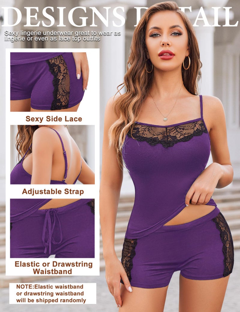 Avidlove Women Sleepwear Lace Pajamas Set Shorts Nightwear Camisole Short Sets - Image 2